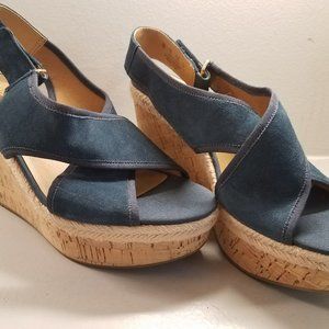 Franco Sarto Taylor Leather Wedge Heel Sandals- New size 7